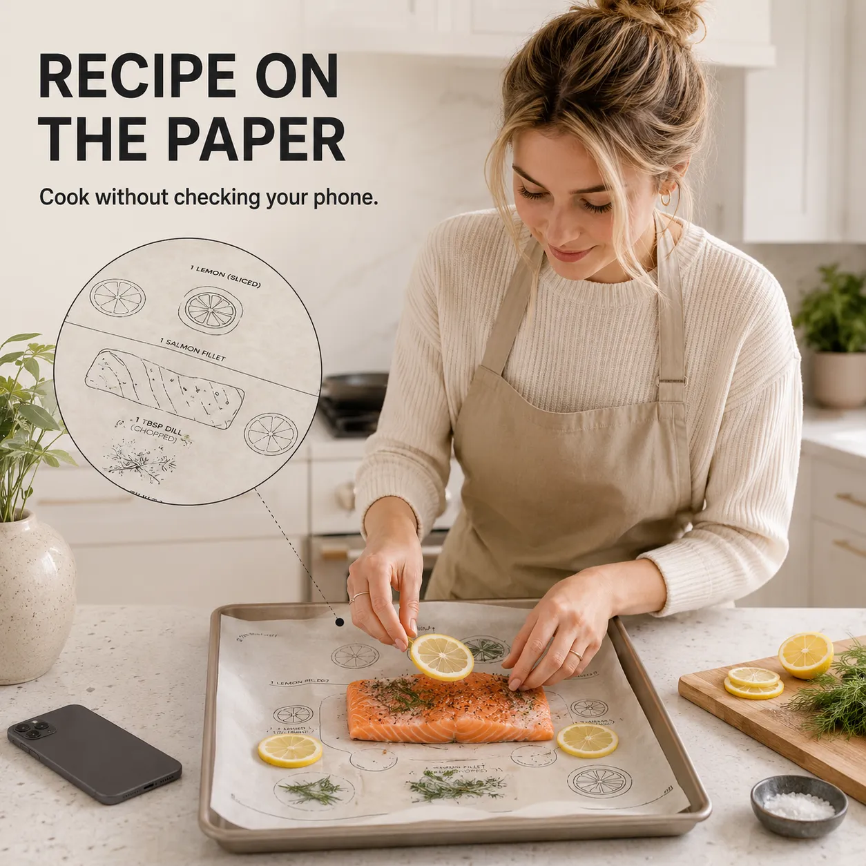 Built in recipe guides on parchment paper