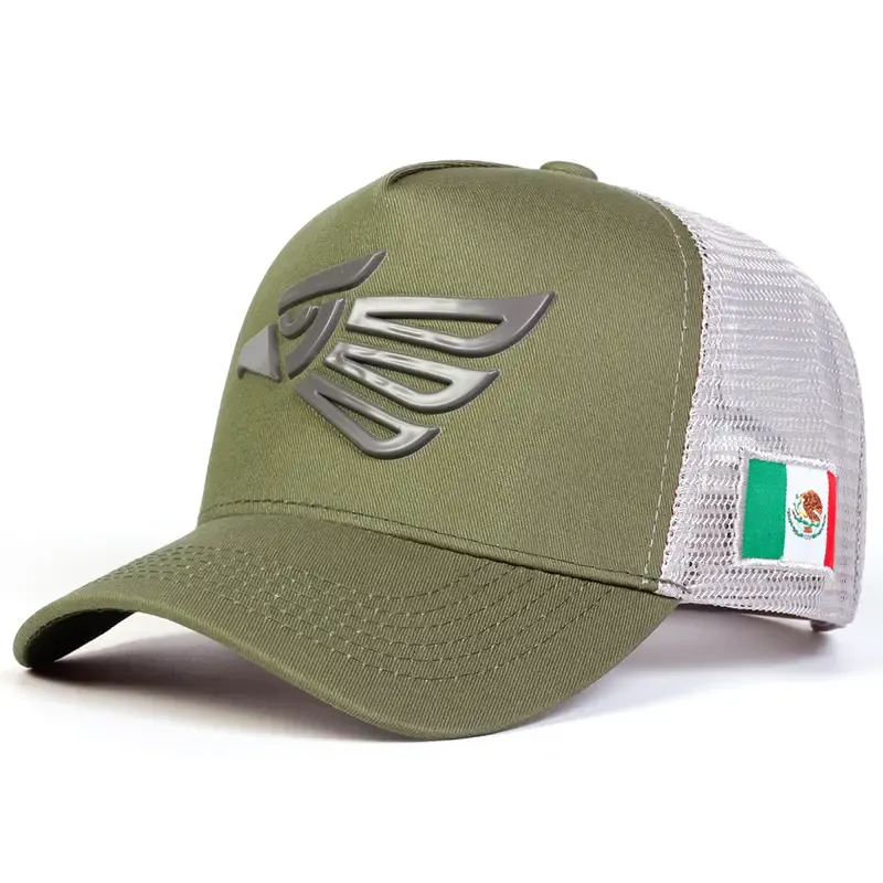 Unisex Mexican Eagle Label Baseball Net Caps - Green