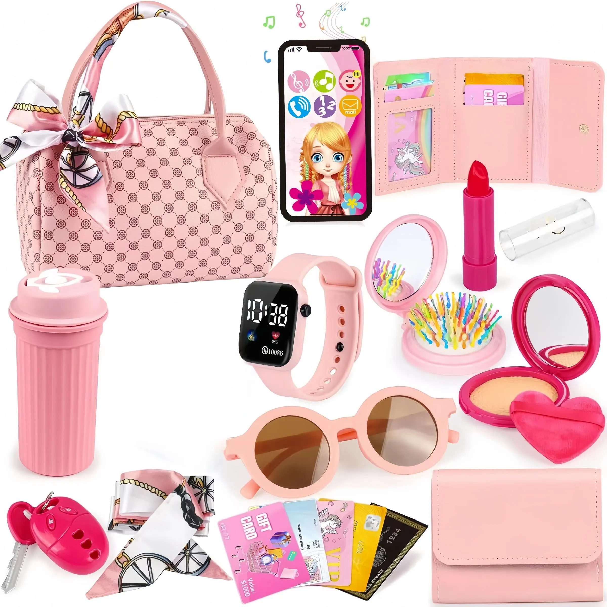 Realistic Girl Handbag Toy Set, Colorful Pretend Play Accessories, Includes Phone Wallet Makeup Toys, Perfect Birthday Gift for Girls(This product is available in multiple options.100mah Button Battery) Realistic Girl Handbag Toy Set, Colorful Pretend Play Accessories, Includes Phone Wallet Makeup Toys, Perfect Birthday Gift for Girls(This product is available in multiple options.100mah Button Battery)